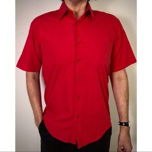 Red Short Sleeve Dress Shirt - Small